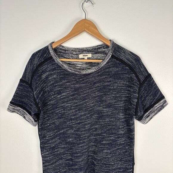 Madewell Style B1407 Marled Blue Short Sleeve Sweatshirt Dress Pockets Size S - Picture 3 of 7